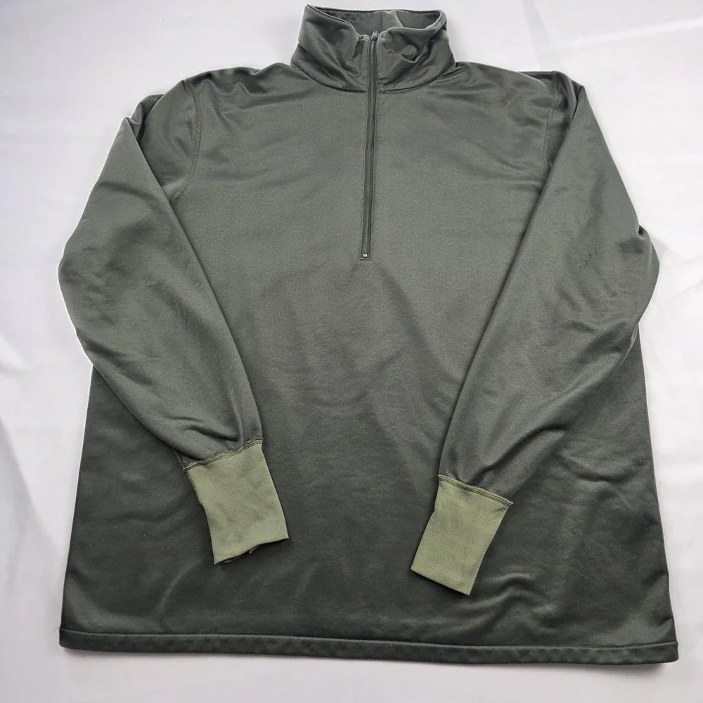 Vintage K-L Mfg Co Sleep Shirt Mens XL Green Mock Neck Zip Thermal Military